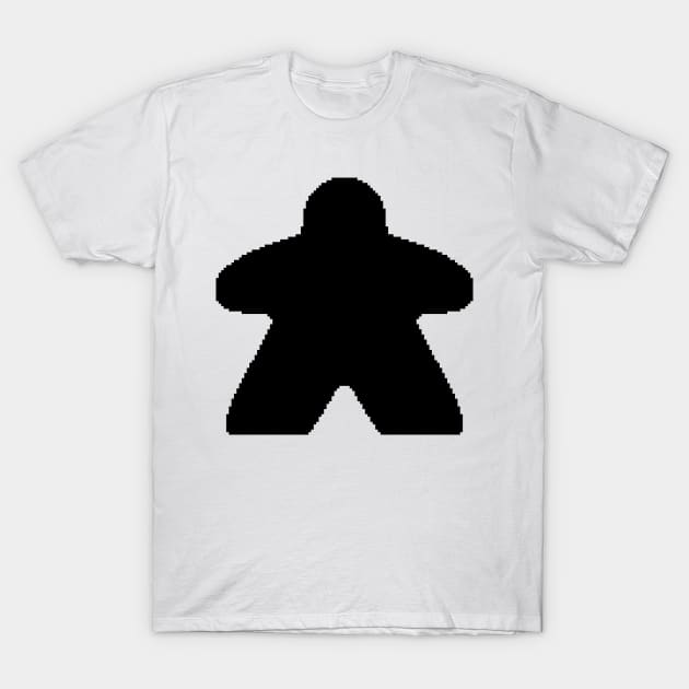 Black Pixelated Meeple T-Shirt by pookiemccool